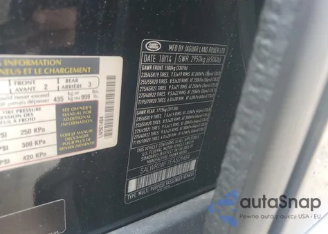 2014 Land Rover Range Rover Sport Hse из США, поврежденный, VIN SALWR2WF7EA501484